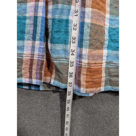 Bridge & Burn Wrap Dress Womens Small Linen Acadia Cap Sleeve Pockets Plaid - Picture 11 of 13